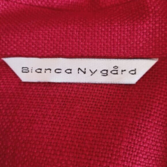 Red Linen Blend Over Shirt Women’s Sz Medium - Picture 2 of 12